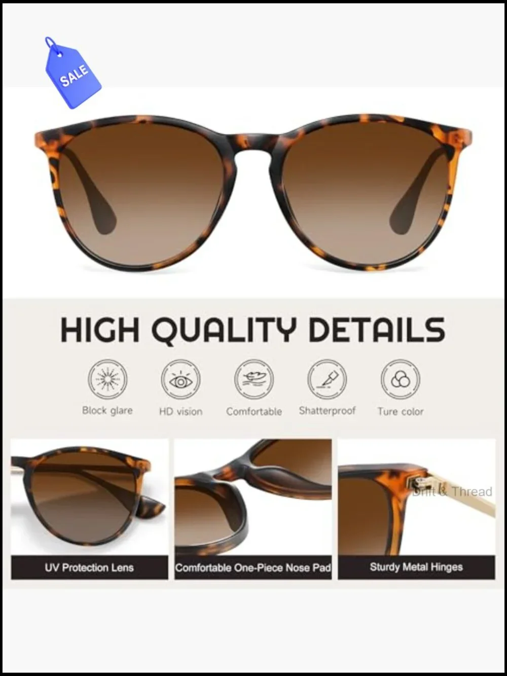 Polarized Round Sunglasses UV Protection Retro Trendy Lightweight